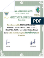 Certificate of Appreciation: Maharaja Agrasen Model School