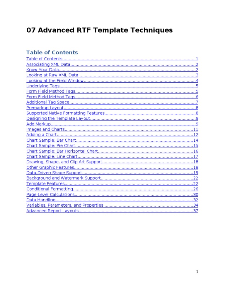 07 Advanced RTF Template Techniques PDF Hyperlink Xml