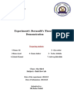 Experiment1: Bernoulli's Theorem Demonstration: Class:-The Third Subject: - Fluid Flow Lab