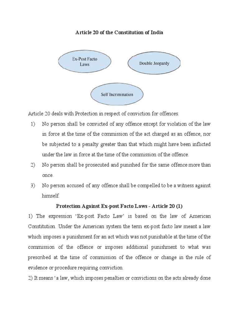 Understanding Article 20 of the Constitution | PDF | Ex Post Facto Law ...