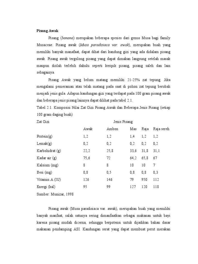 Manfaat dan Gizi Pisang Awak | PDF | Kesehatan Holistik