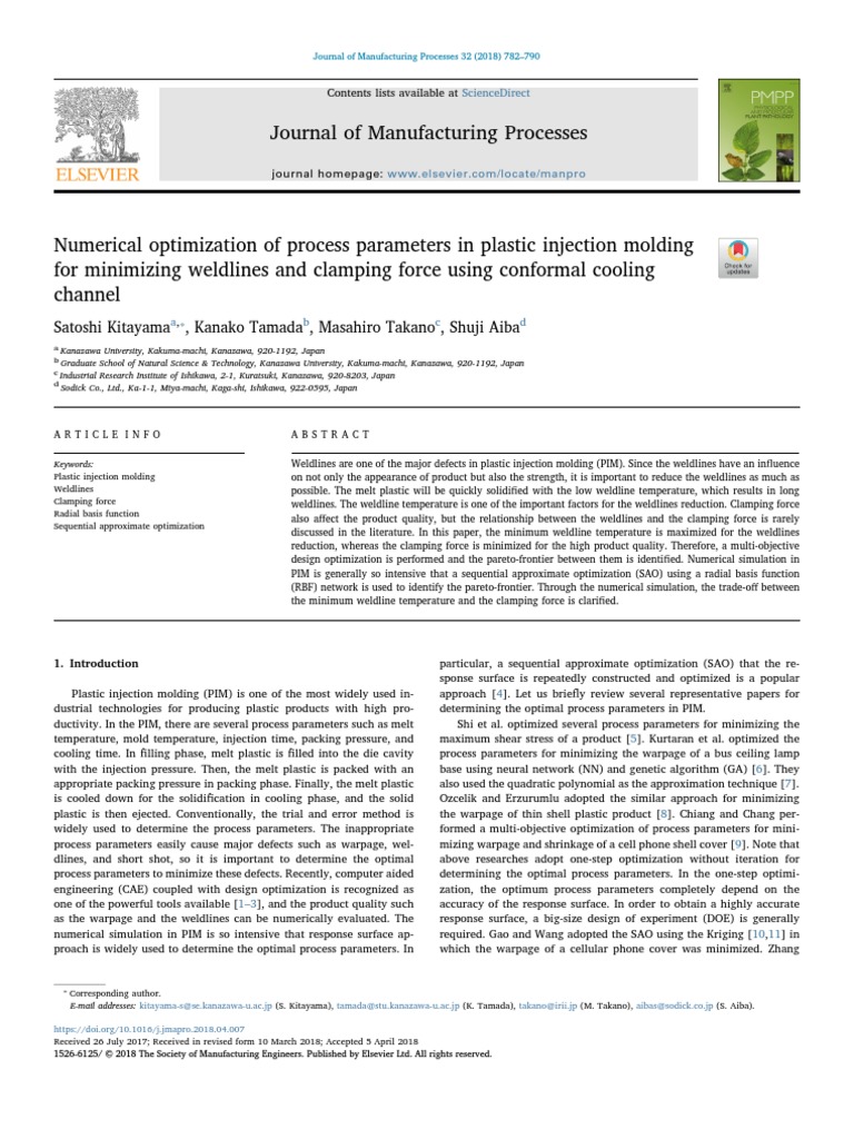 Numerical Optimization of Process Parameters in Plastic Injection ...