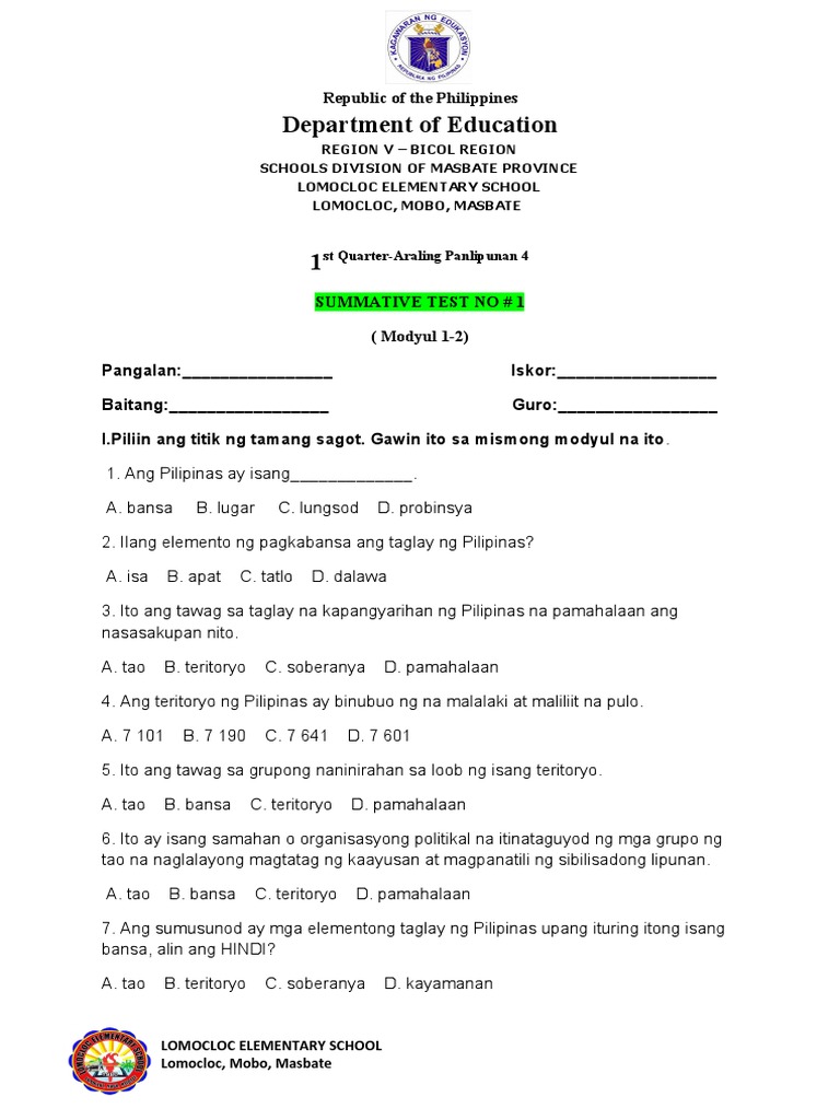 Ap-Q1 ST#1 | PDF