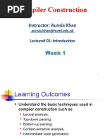 Compiler Construction: Instructor: Aunsia Khan