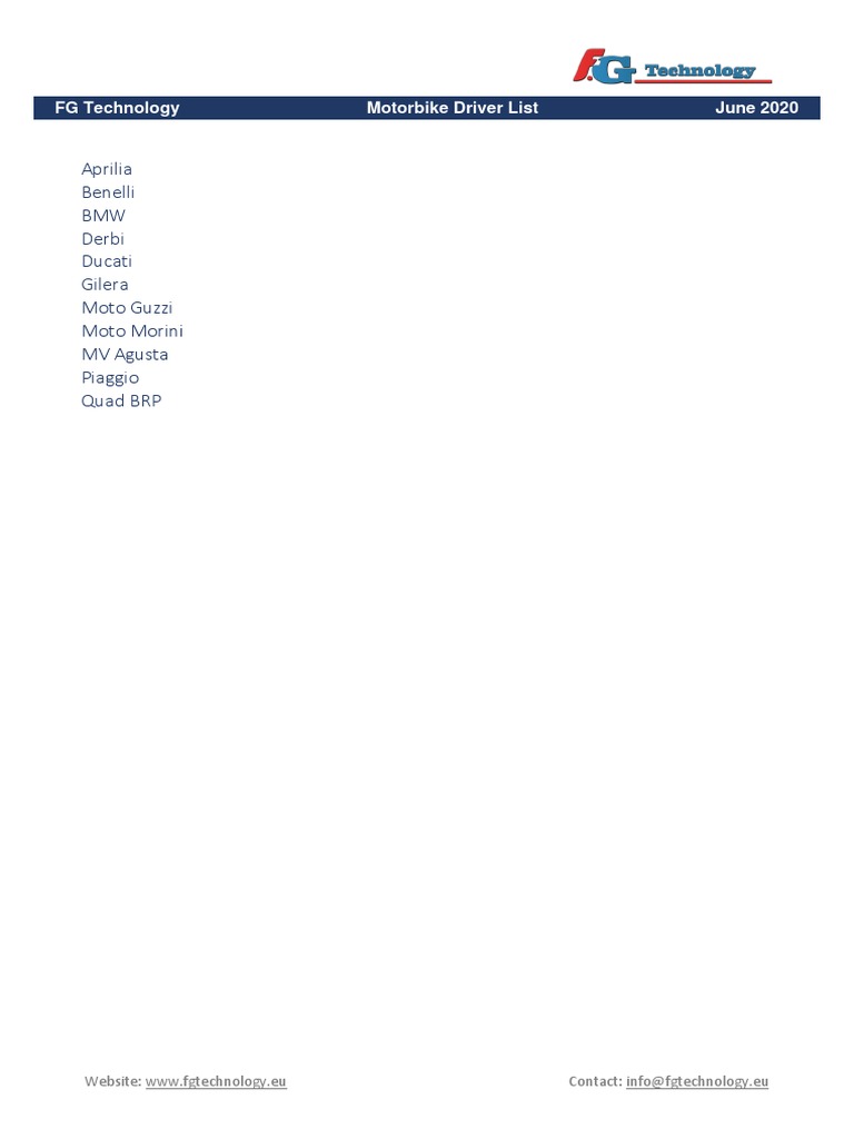 Fgtech Driver List Motorbike | PDF | Motor Vehicle | Motorcycling