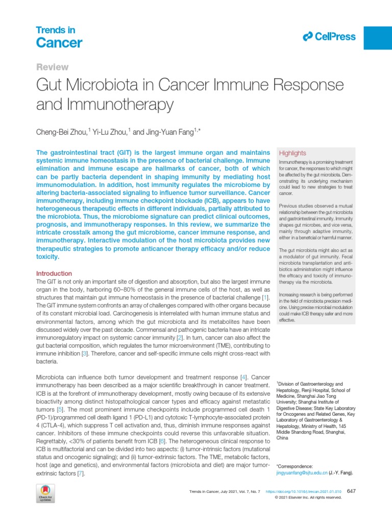 2021-Review-Gut Microbiota in Cancer Immune Response and Immunotherapy ...