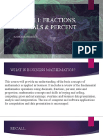 Lesson 1 Fractions, Decimals and Percent