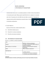 AEN 200 Introduction To Phonetics and Phonology E-Lecture III: The Production of Consonant Sounds