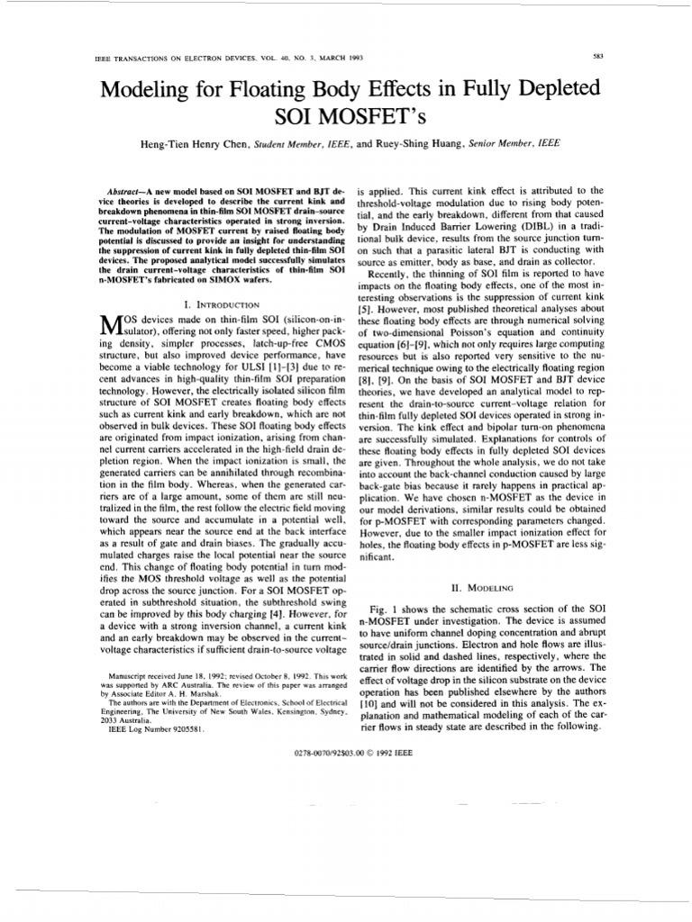 For In: Modeling Floating Body Effects Fully Depleted | PDF | Field ...