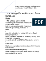 Total Energy Expenditure and Basal Metabolic Rate