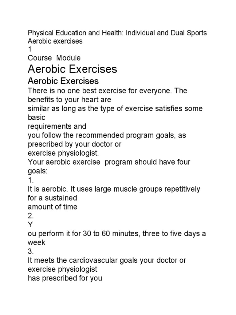 Aerobic Exercises | PDF | Aerobic Exercise | Physical Fitness