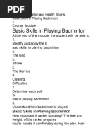 Basic Skills in Playing Badminton