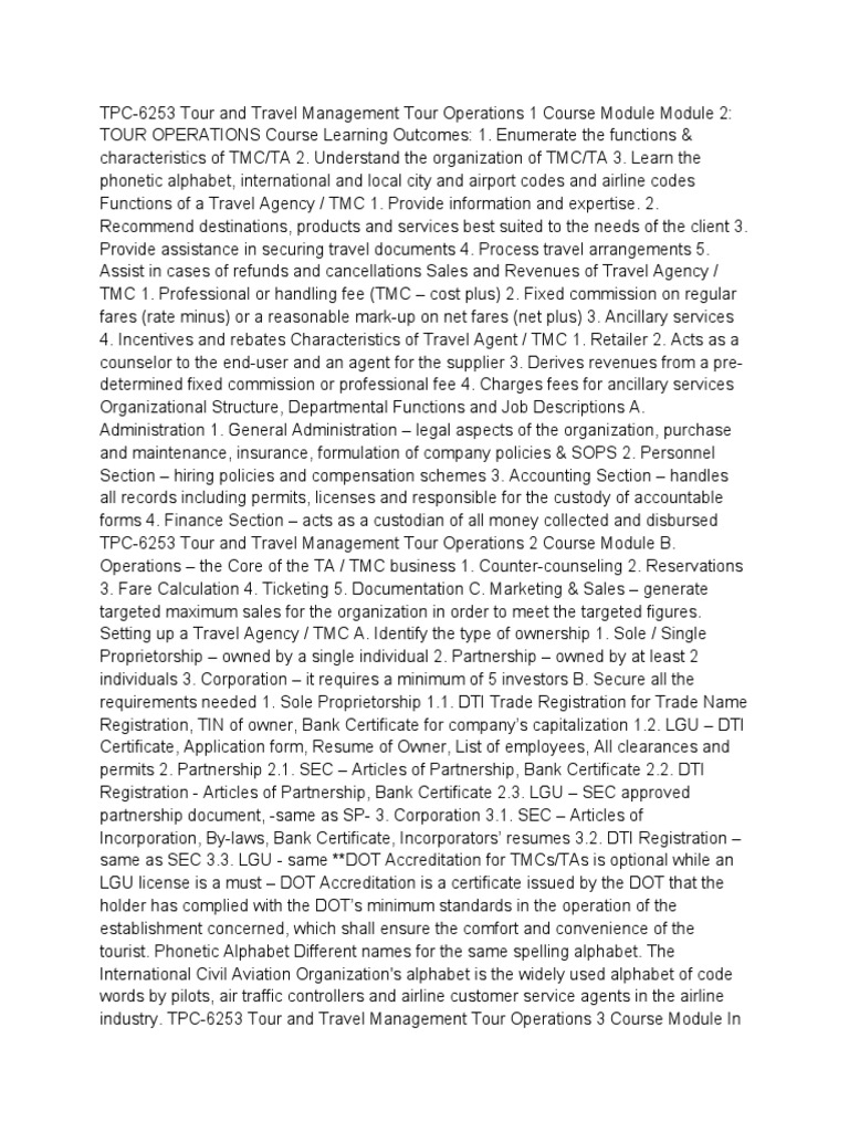 Tour Operations Management Module | PDF | Travel Agency | Transport