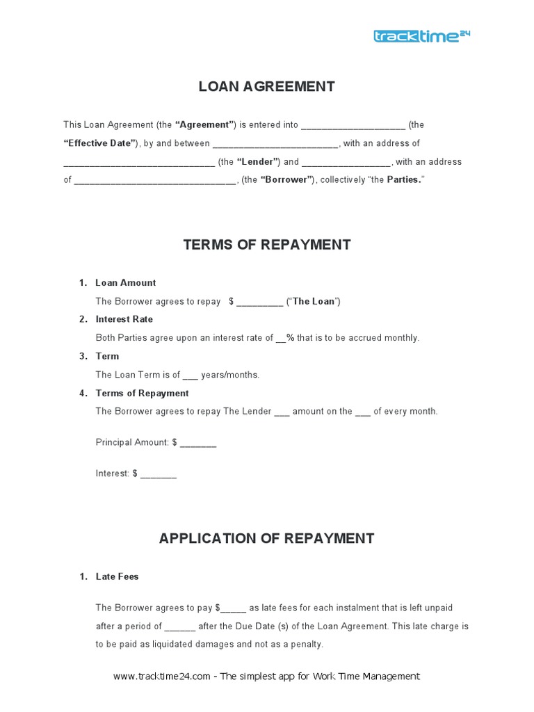 Simple Cash Loan Agreement Template | PDF | Loans | Interest