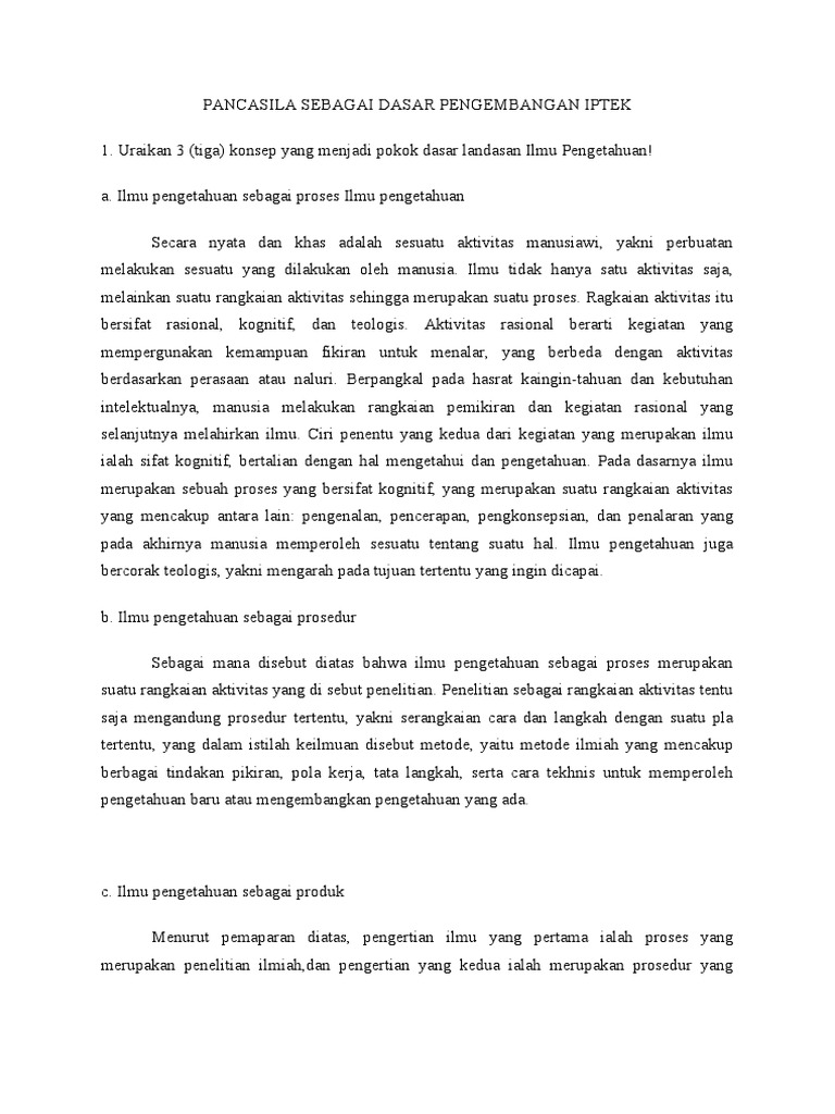 Pancasila dan Pengembangan IPTEK di Indonesia | PDF | Ilmu Sosial ...