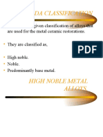 ADA Classification of Dental Alloy Systems