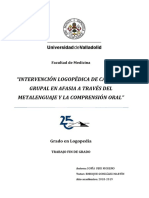 Intervención Logopédica de Carácter Grupal en Afasia A Través Del Metalenguaje Y La Comprensión Oral