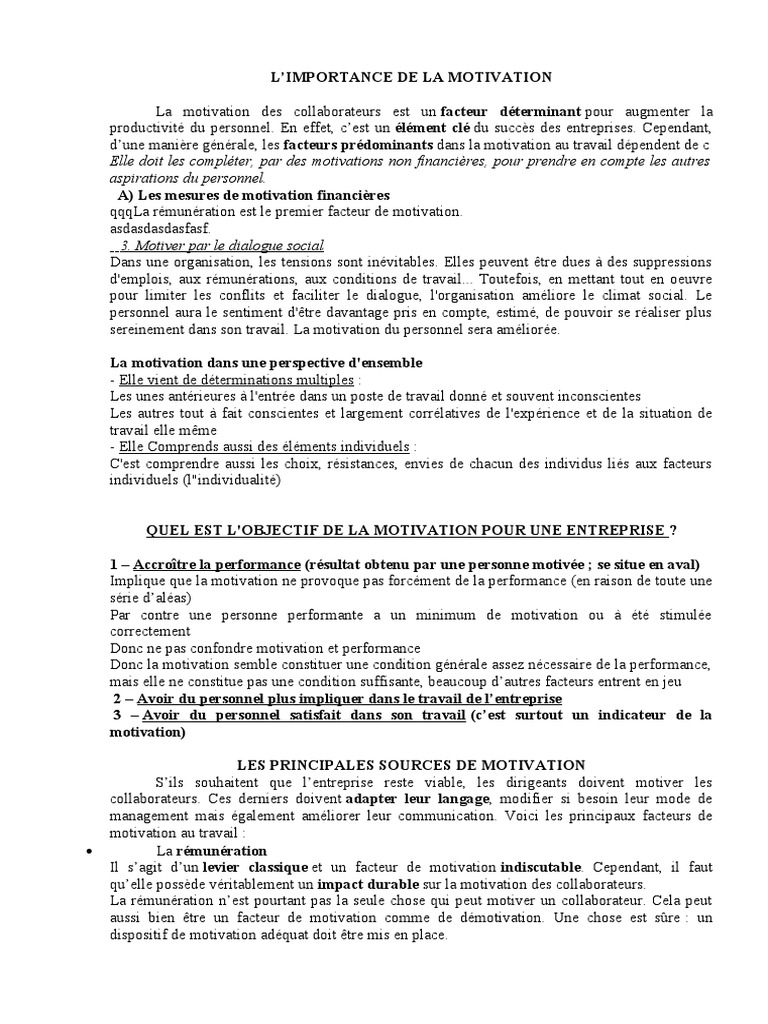 Acteurs de Motivation | PDF | Motivation | Motivant