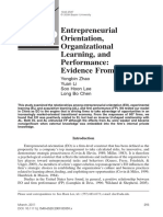 Entrepreneurial Orientation, Organizational Learning, and Performance Evidence From China