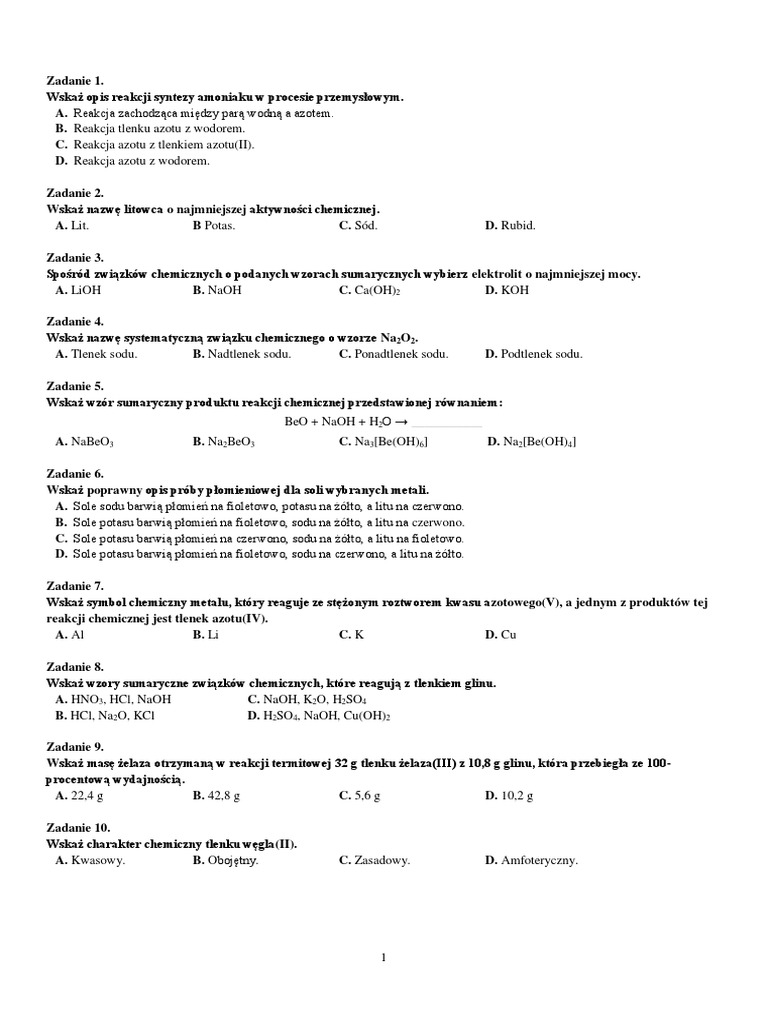 Wskaż Wzory Sumaryczne Związków Chemicznych Które Reagują Z Tlenkiem Glinu