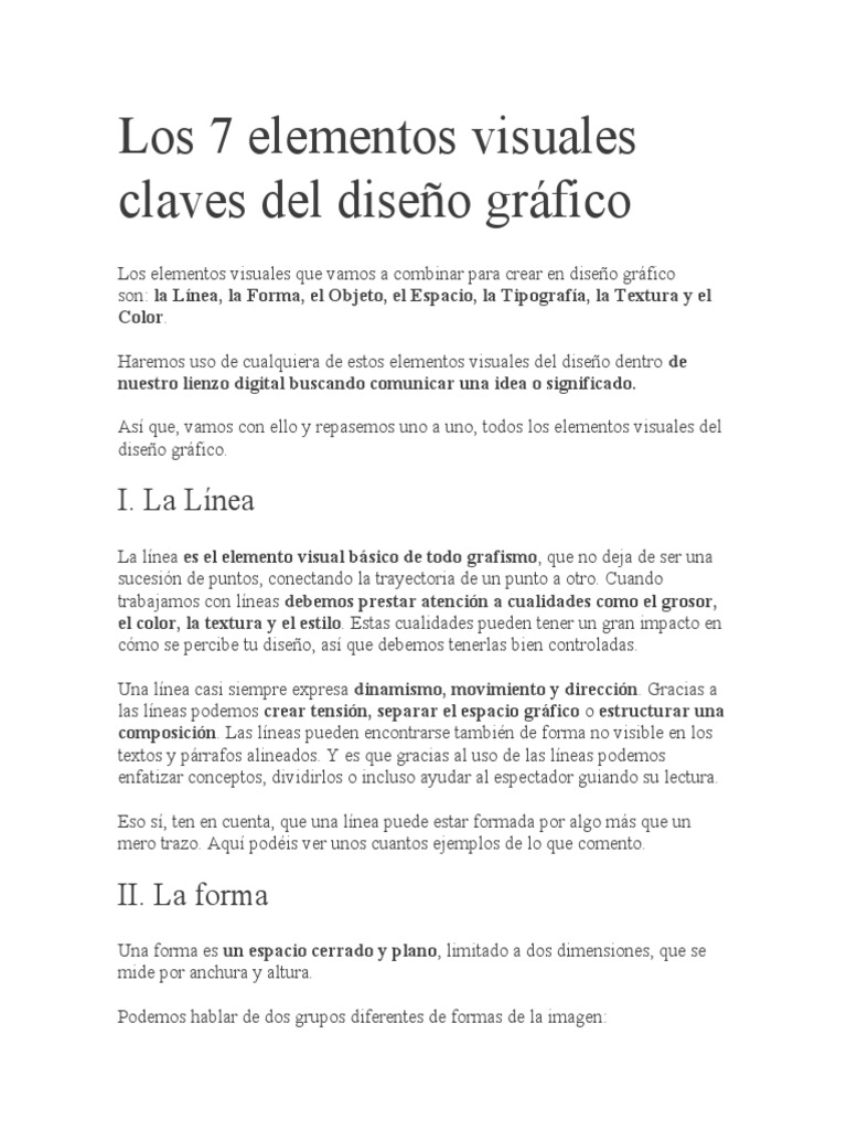 Los 7 Elementos Visuales Claves Del Diseño Gráfico | PDF | Color ...