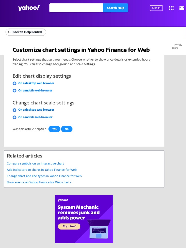 Customize Yahoo Finance Chart Settings | PDF | Business