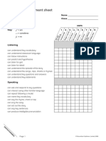 Child Assessment Sheet 2: Name Class