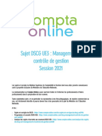 DSCG 2021 Sujet Ue3 Management Et Controle de Gestion