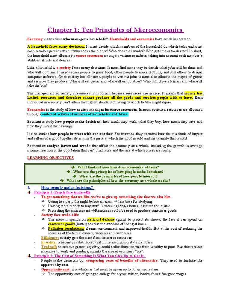 Ten Principles of Microeconomics Explained | PDF | Economics | Market ...