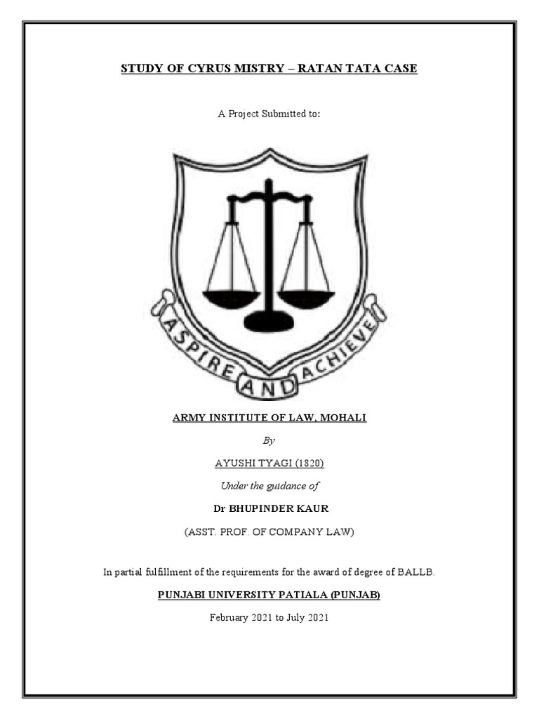 Cyrus Mistry vs. Ratan Tata Case Study | PDF | Justice | Crime & Violence