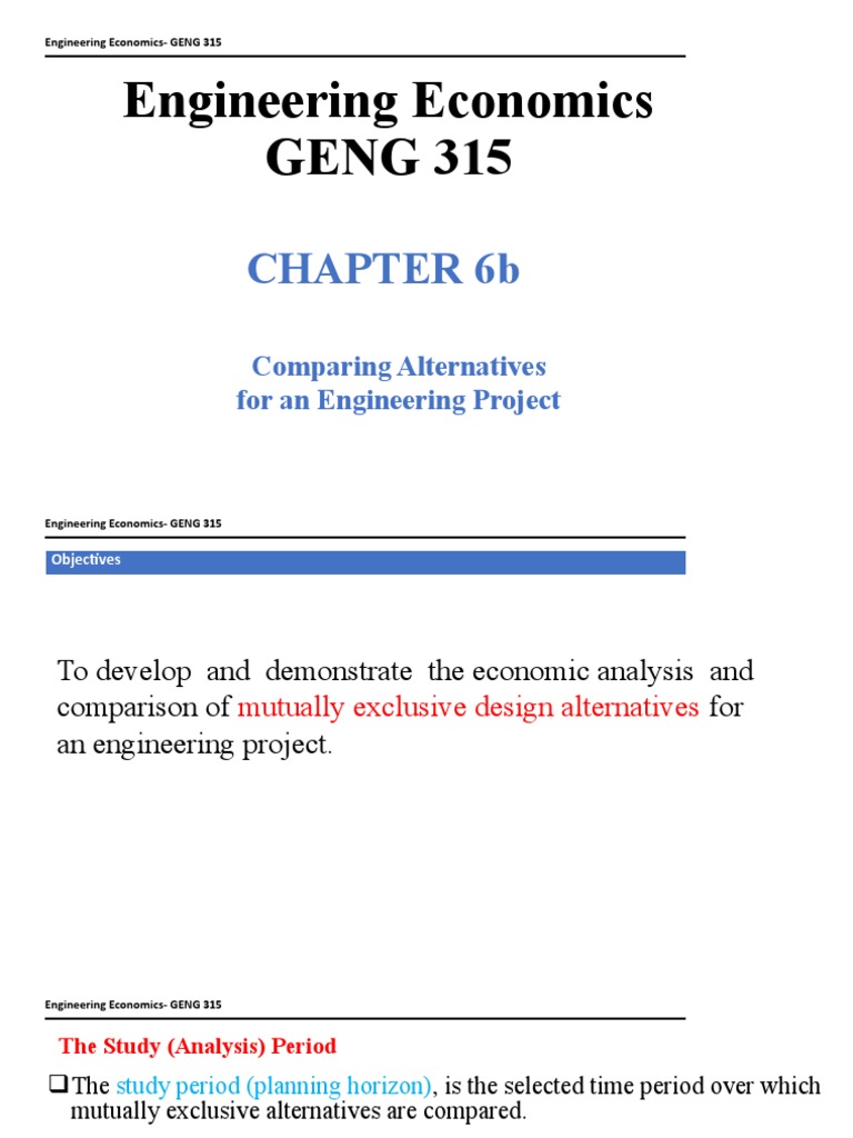 Engineering Project Alternatives | PDF | Economics | Economies
