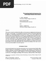 Processing Load and Memory For Stereotype-Based Information: University of Wales College of Cardiff