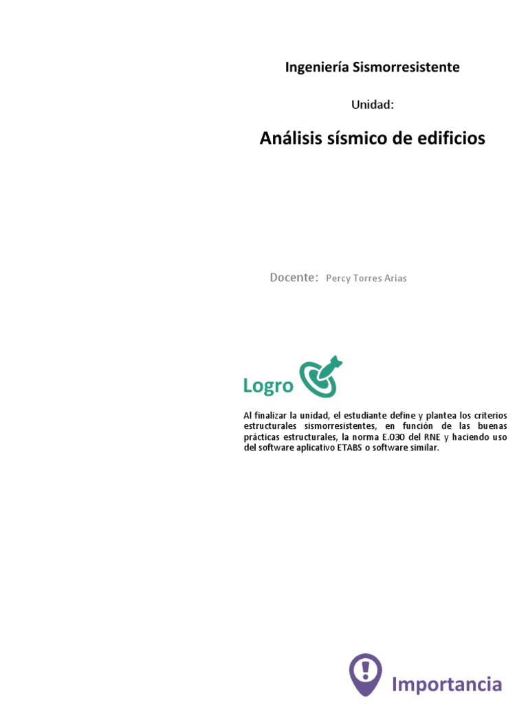 U5 Análisis Sísmico De Edificios Pdf Análisis Estructural