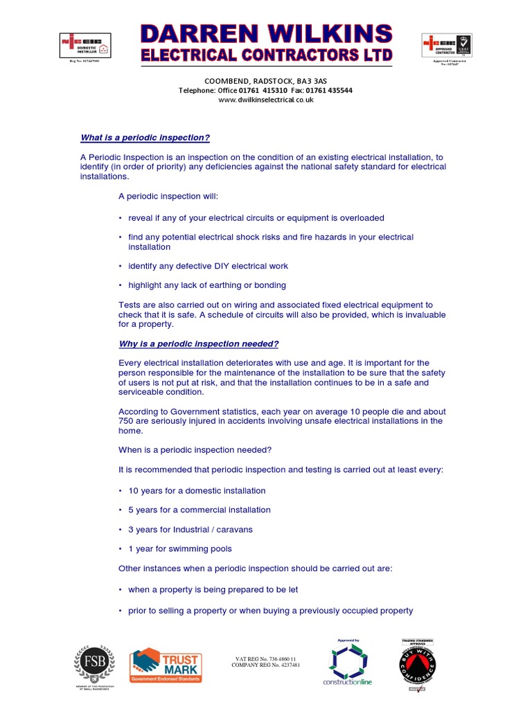 Understanding Periodic Electrical Inspections | PDF | Electrical Wiring ...
