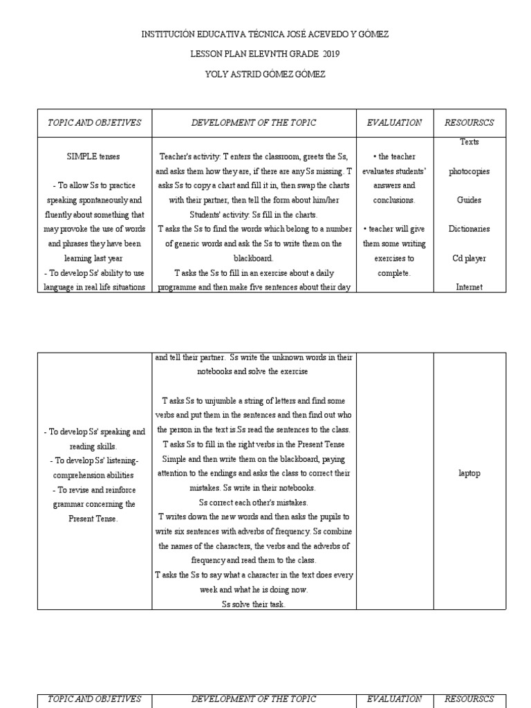 Lesson Plan 11 Grade Jag 2019 | PDF | Reading Comprehension | Question