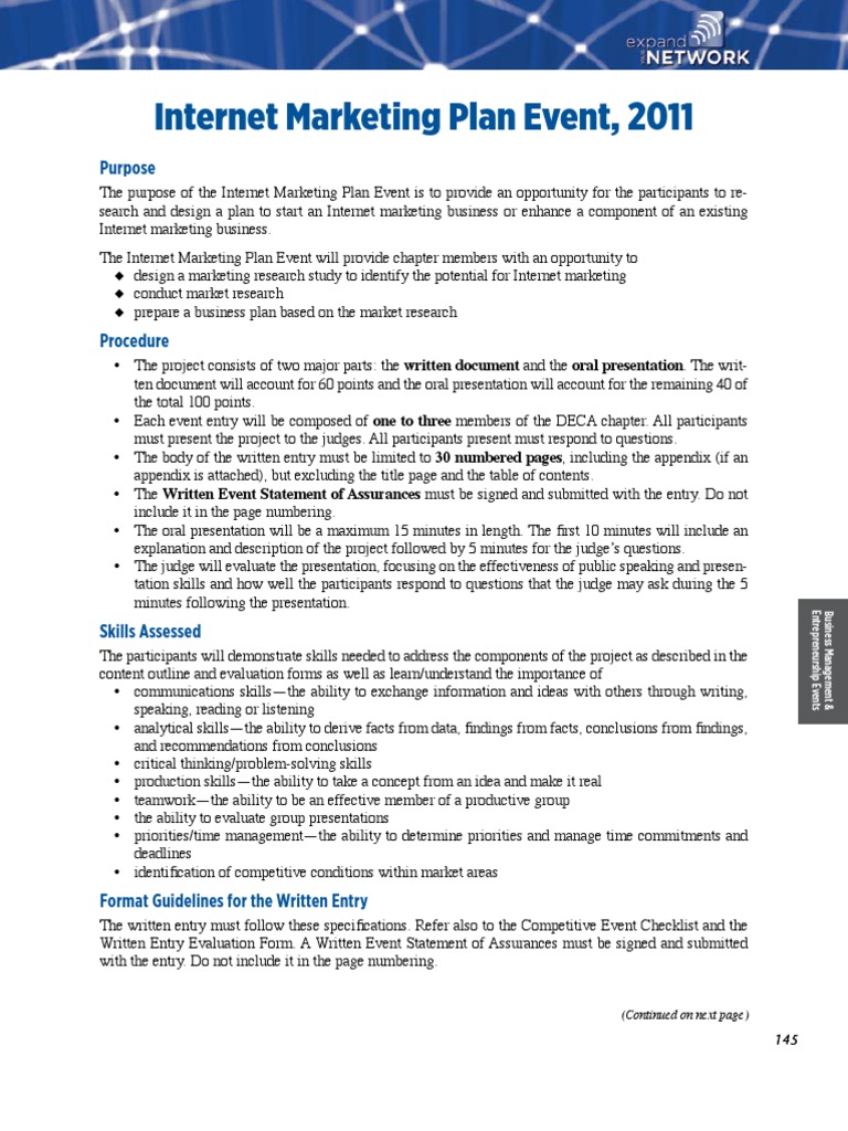 DECA IMP Guidelines | PDF | Digital Marketing | Evaluation