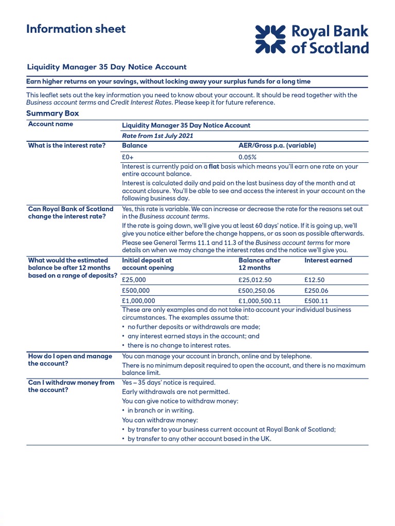 RBS 35 Day Notice Account Overview | PDF | Interest | Interest Rates