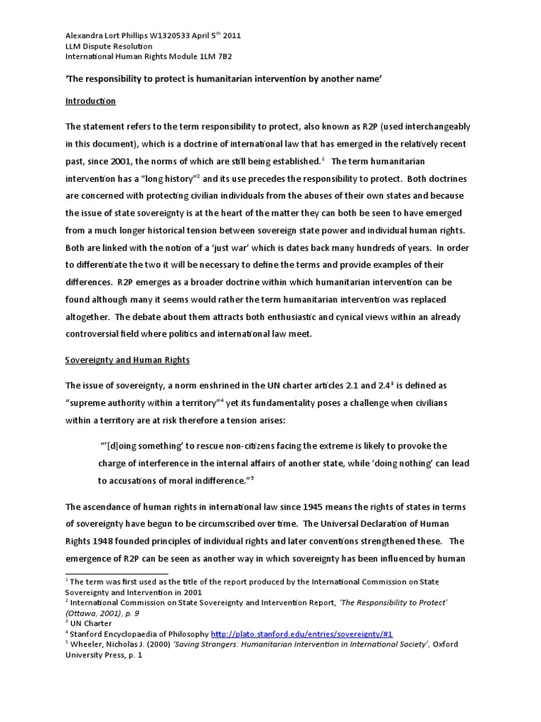 R2P: Humanitarian Intervention Reframed | PDF | Responsibility To ...
