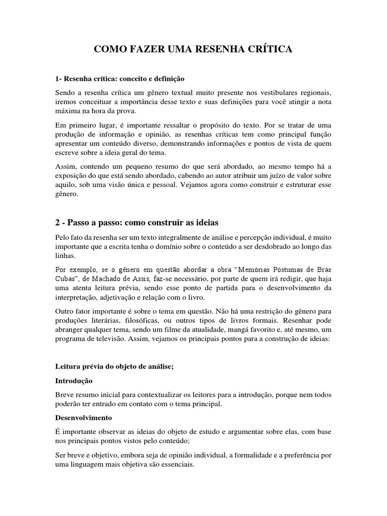 Guia Prático para Resenha Crítica | PDF