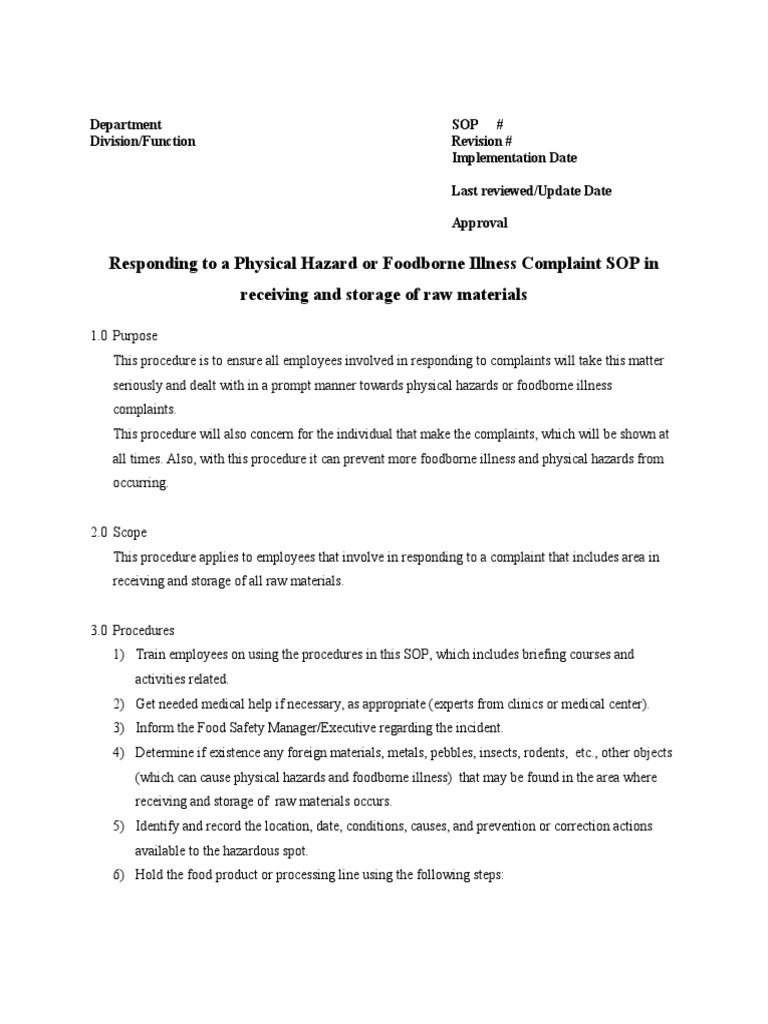 Sopreceiving Raw Materials