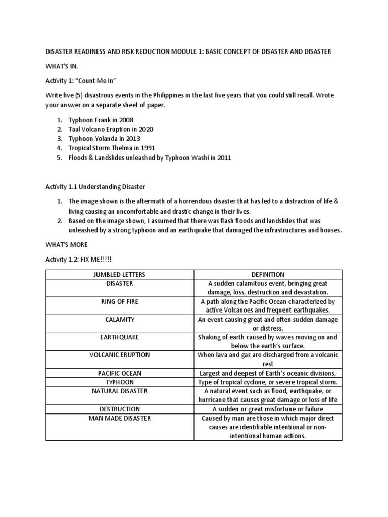 Disaster Readiness And Risk Reduction Module 1 Pdf Volcano