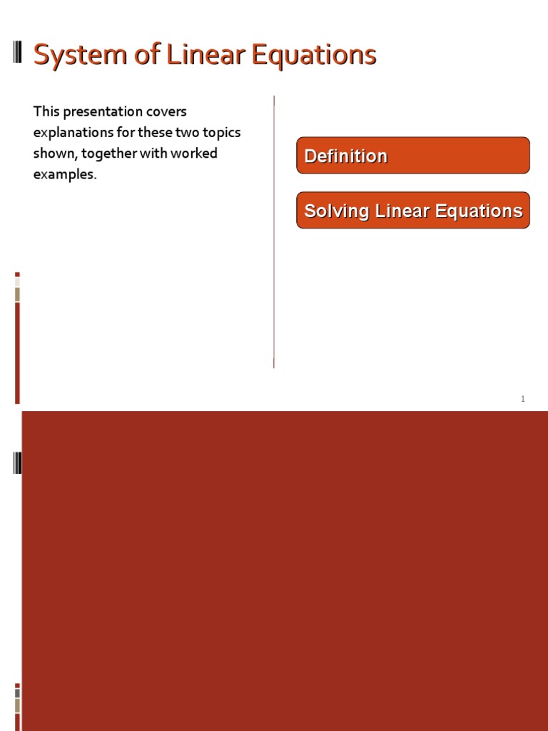 Solving Linear Equations and Systems | PDF | System Of Linear Equations ...