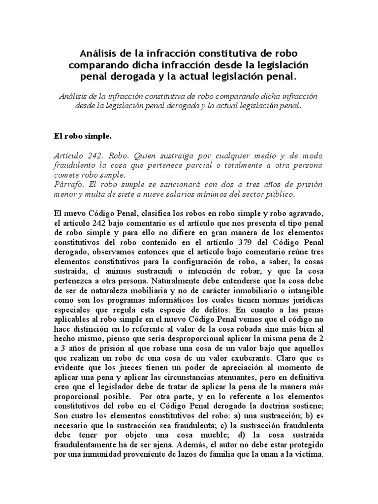 Análisis del Robo Simple en la Legislación | PDF | Robo | Derecho penal