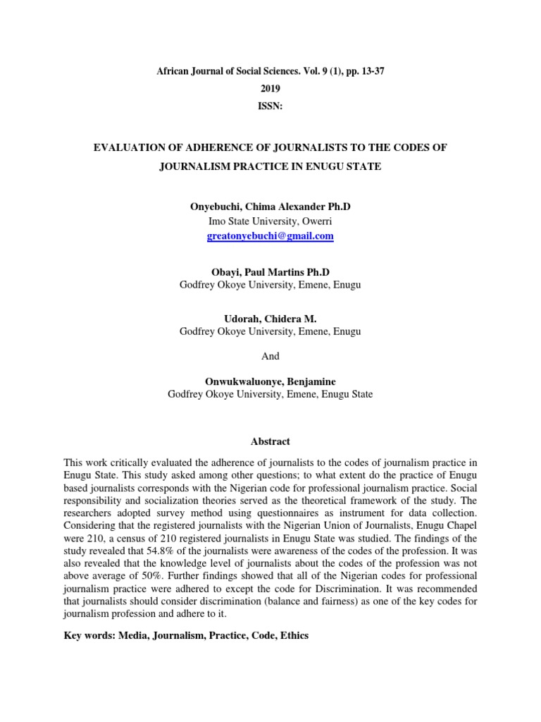 Code of Journalism Practice | PDF | Journalism | Survey Methodology
