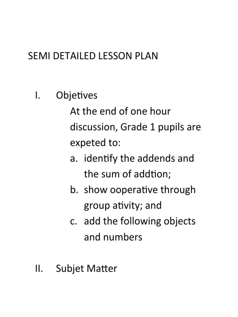 Semi Detailed Lesson Plan | PDF