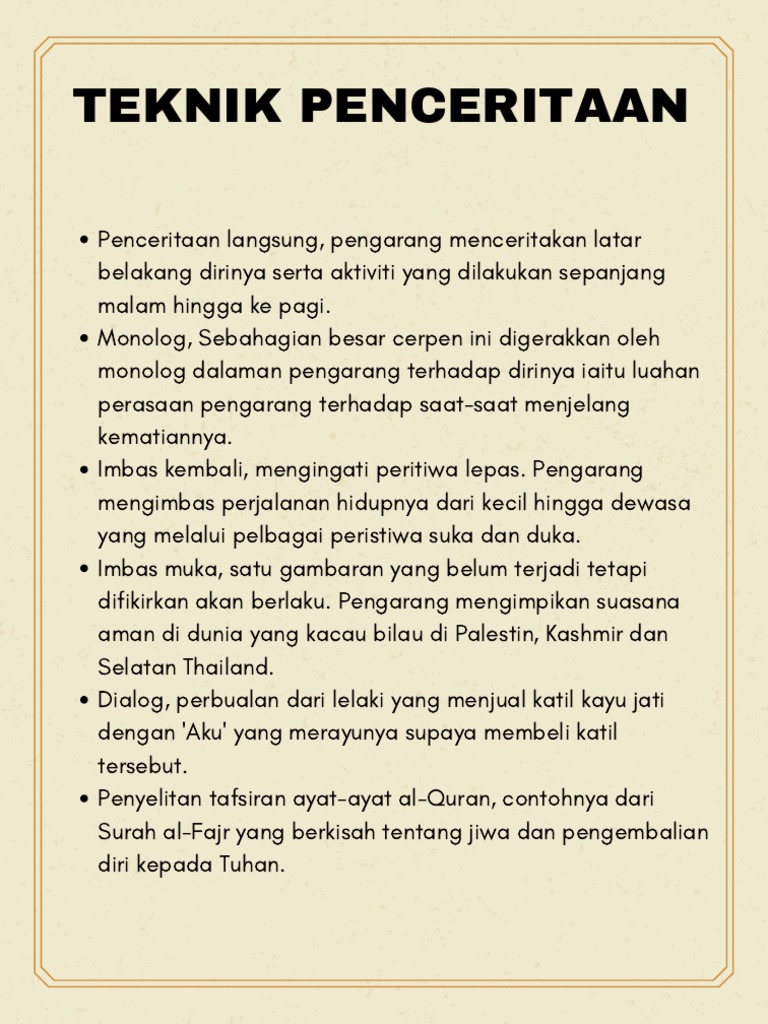 Teknik Penceritaan Melankoli Di Atas Rumput Pdf