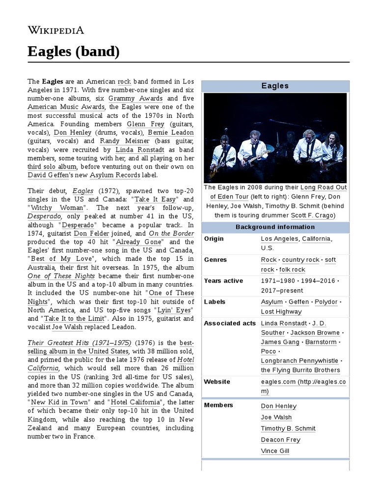 Eagles (Band) | PDF | Rock Music | Music Industry