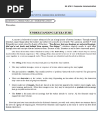 Understanding Literature: GE 2/GE 3: Purposive Communication Week 14 Learning Outcomes/Objectives