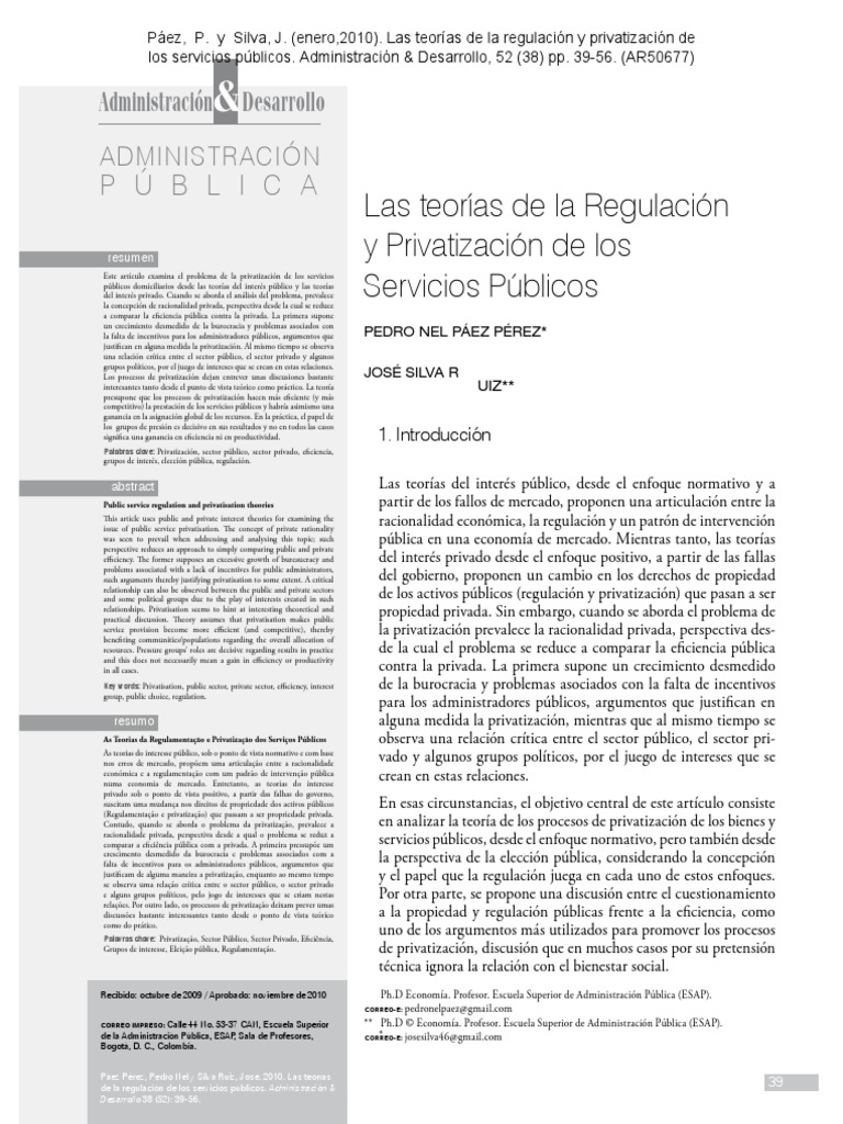 Semana 5 - Lectura - Las Teorías de La Regulación y Privatización de ...
