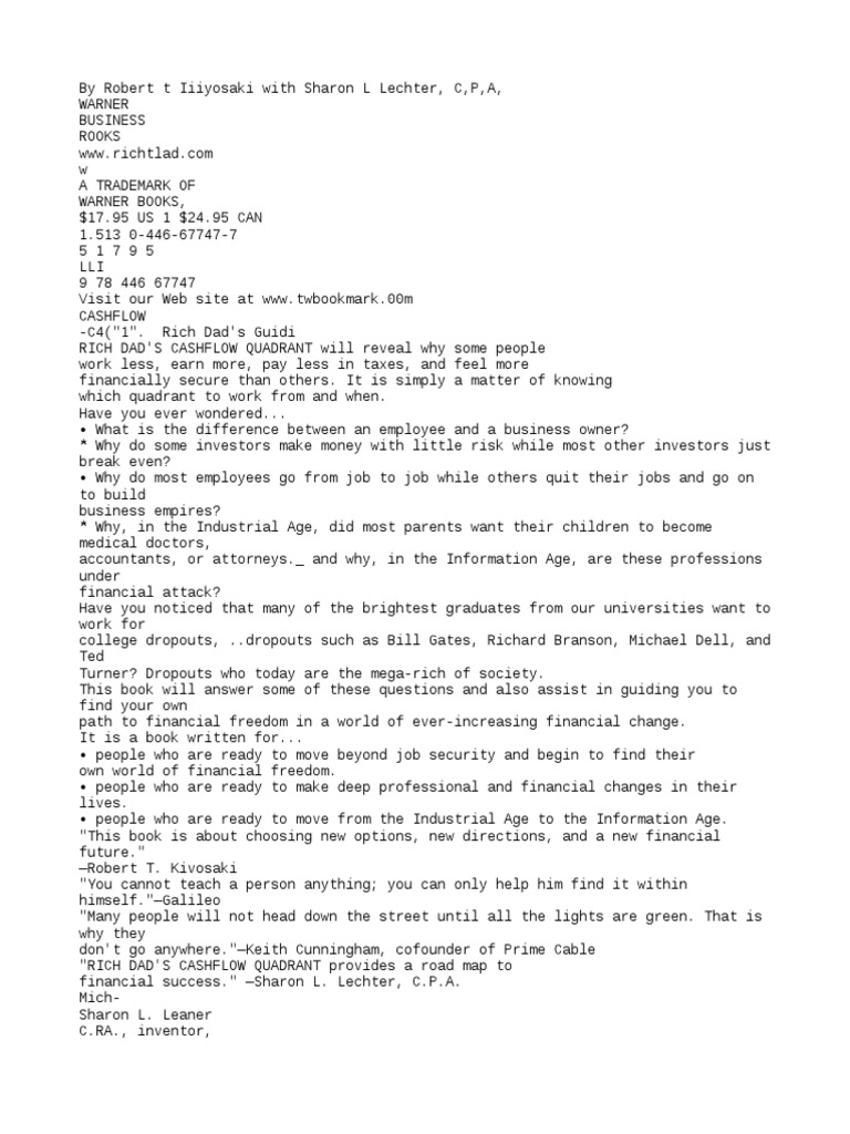 3 Kinds of Business Systems PDF Rich Dad